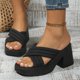 thumbnail image 2 of Bmisegm Women's High Heels Casual Slippers Women Wear Thick Soled Solid Color Slip on Shoes Womens Sandals Summer Black 7.5, 2 of 6