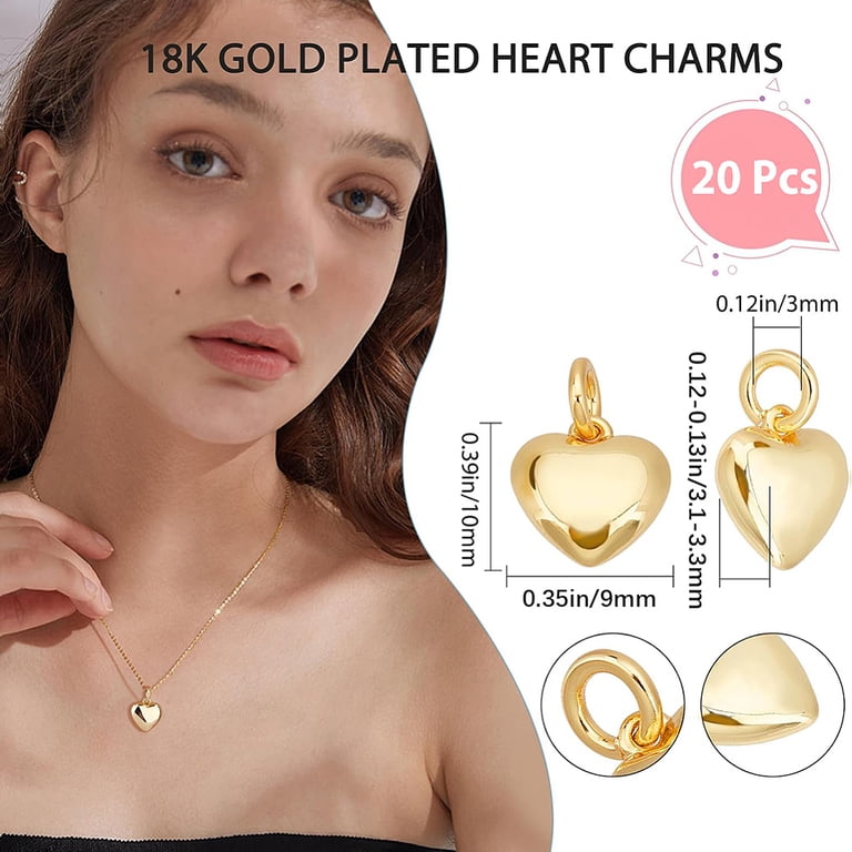 Brass Pendants Long-Lasting Plated with Jump Ring Heart Charms