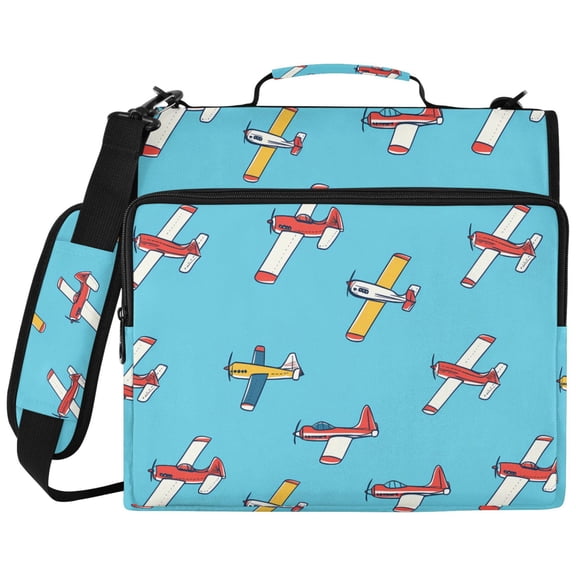 ALAZA Zipper Binder Airplane Blue-d1 Pattern 2 inch 3 Ring 500 Sheet Capacity Trapper Keeper File Folder Organizer Bag