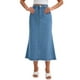 thumbnail image 1 of Falda de mezclilla maxi A Line de cintura alta INSPIRE CHIC para mujer, dobladillo deshilachado, falda de jeans casual L azul cielo, 1 of 6