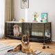 thumbnail image 2 of Heavy - duty metal dog crate - indoor/outdoor pet kennel con estantes y almacenamiento gabinete, moderno decorative design in gris o negra, 2 of 8