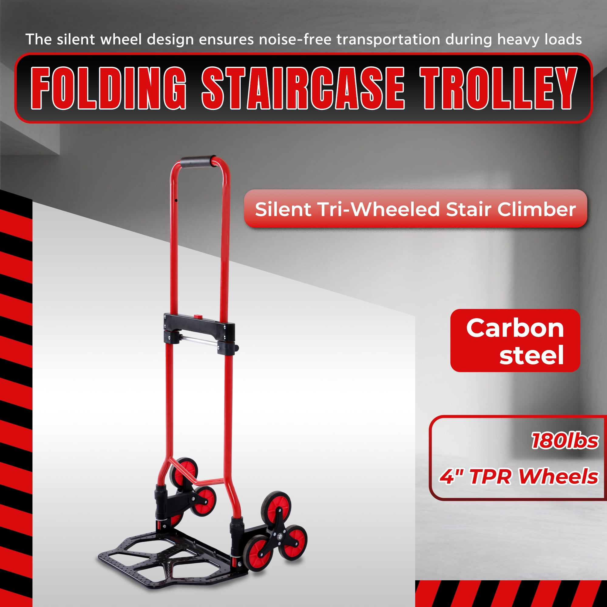 LABLT Stair Climber Hand Truck Dolly Black 330 lb Carbon Steel Stair Climbing Hand Truck