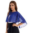 thumbnail image 3 of Zaldita Women's Chiffon Sheer Shrug Cropped Bolero Cardigan Evening Cape Wrap Dress Cover Up Royal Blue One Size, 3 of 7