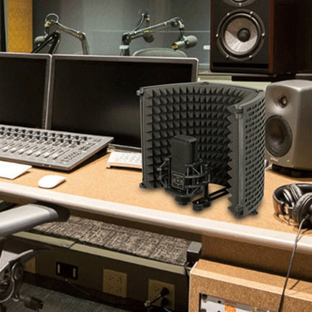 Portable Microphone Isolation Screen Microphone Isolation Shield Sound Absorbing Foam for Desktop or Stand Mounting