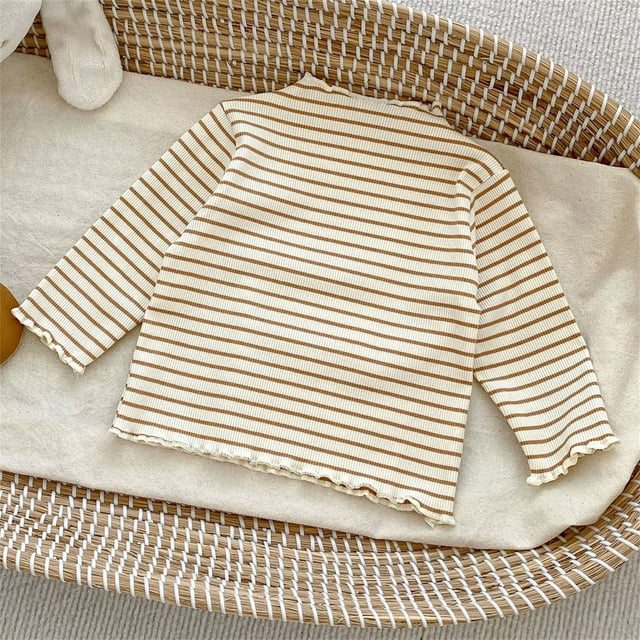 XIMIN Chandails en Coton à Pois pour Bébé Fille Manches à Volants Manches Longues Col Roulé Décontracté Automne Hiver Tenues d'Anniversaire