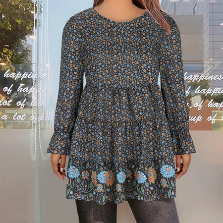 

Aueoeo Fall Shirts for Women 2022 Basic Tops for Women Fashion Women Print Long Sleeve Comfortable Breathable Crew Neck Shirt Tops