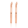 thumbnail image 3 of 14K Solid Rose Pink Gold 2.3mm Square Tube Oval Medium Hoop Earrings, 3 of 9