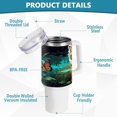 thumbnail image 4 of SKYSONIC 40 oz Butterfly Tiger Tumbler with Handle and Straw Lid, Insulated Cup Reusable Stainless Steel Water Bottle Travel Mug, 4 of 7