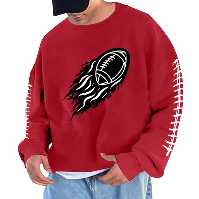 Sudadera sin capucha para hombre, cuello redondo, sudadera deportiva con estampado de fútbol, jersey de manga larga, blusa de poliéster para hombre
