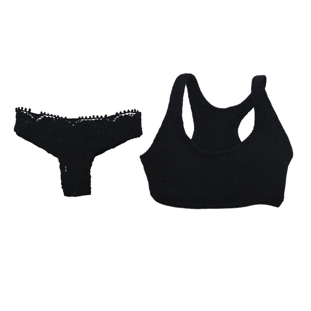 Calzoncillo con espalda en T negro a 1/6 + camiseta sin para de acción de juguetes calientes CUTICAT Figuras de acción Chaleco Ropa interior
