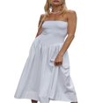 thumbnail image 1 of POINTERTECK Femmes Midi Robe d'Été Patchwork Bretelles Robe de Couleur Unie, 1 of 5