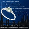 thumbnail image 2 of Gem Stone King 10K White Gold Green Prasiolite White Created Sapphire and White Diamond Accent 3-Stone Engagement Ring for Women (1.10 Cttw, Round 6MM, Gemstone Birthstone, Size 8.5), 2 of 6
