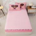 thumbnail image 4 of Castle Fairy Black Cute Princess Zipper Full Size Comforter Sets with Fitted Sheet and 2 Pillowcases,Dreamy Glitter Print Zipper Bedding Set,Pink Silver Brown,4pcs, 4 of 6