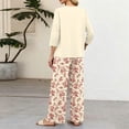 thumbnail image 7 of Vintage Sunflower Sketch Print Two Piece Set for Women, 3/4 Sleeve Button Down Top & Wide Leg Pants - Boho Casual Lounge Outfit with High Waist Trousers Beige L, 7 of 7