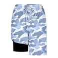 thumbnail image 5 of KIHOUT Men's Light Camo Print 2-in-1 Swim Trunks - 95% Polyester 5% Spandex, Drawstring Elastic Waist, Lined with Pockets for Beach, Pool and Summer Casual Wear, 5 of 6
