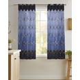 thumbnail image 4 of Blue Geometric Sheer Curtains 45 Inch Length 2 Panels Set for Living Room/Bedroom, Ombre Modern Abstract Art Kitchen Curtains with Grommet Semi-Sheer Curtains Drapes Voile Window Treatments 42"x45"x2, 4 of 7
