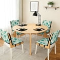 thumbnail image 3 of TSOVTHRID Floral Leaf Cyan Print Quilted Dining Room Chair Covers Soft Armless Chair Slipcovers with Detachable Strap Stretch Seat Cushion Covers for Dining Room, Set of 4, 3 of 7