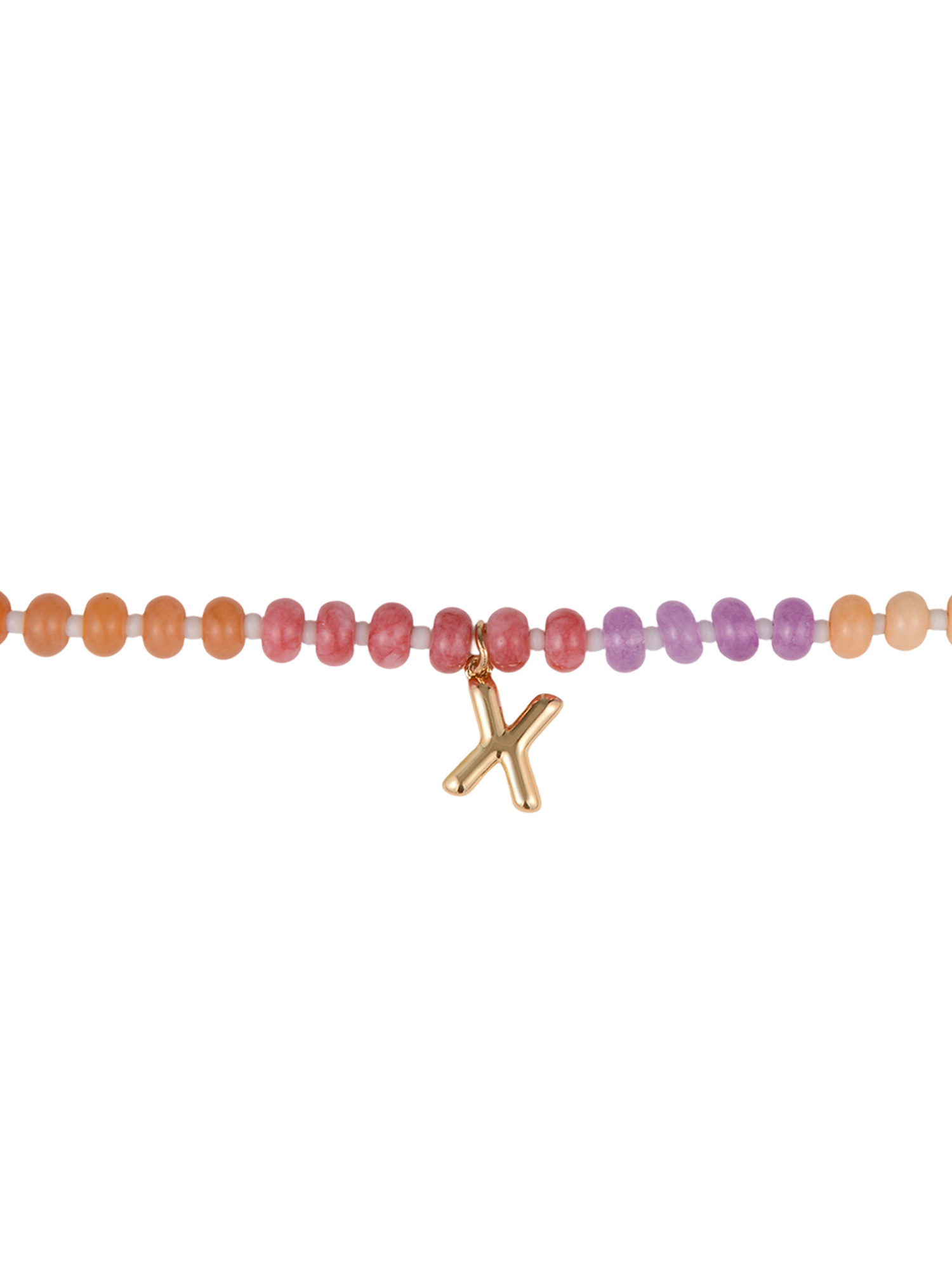 Time and Tru Goldtone Multicolored Bead Initial "X" Necklace