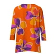 thumbnail image 5 of wdsxpo Women's 3/4 Sleeve Shirts Trendy Printed Lightweight V Neck High-Low Hem Tunic Shirts Casual Fall Fashion Blouses Outfits, 5 of 6