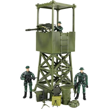 Click N  Play Military Lookout Watch Tower Action Figure Set  16 Pieces
