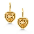 thumbnail image 2 of Gem Stone King 18K Yellow Gold Plated Silver Yellow Citrine Dangle Leverback Earrings for Women (2.00 Cttw, Heart Shape 7MM), 2 of 4