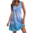 thumbnail image 1 of Vestido de Verano para las Mujeres de Moda Impresión de Bolsillo sin Mangas Cuello en V, Vestido Casual para la Playa Y el Uso Diario, 1 of 1