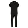 thumbnail image 5 of safuny Men's 2Pc Tracksuits Tops&Jogger Clearance Athletic Suits Short Sleeve Summer Turndown Collar Quarter Zipper Outfits Trendy Causal Running Sports Sweatsuit Black, 5 of 6