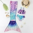 thumbnail image 3 of Magical Mermaid Tail & Bikini Set for Little Girls 2-12 Years, Shiny Scale Princess Swimwear for Beach Pool Party Photos, 3 of 5