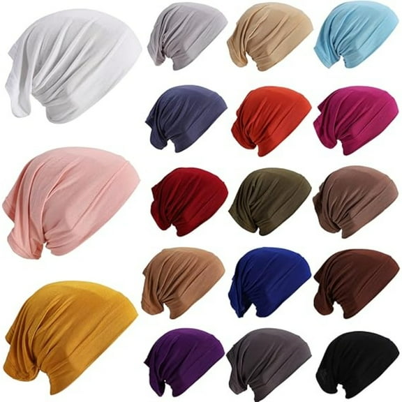 18 Pcs Cotton Hijab Undercap, Stretchable Breathable Seamless Under Scarf, All-in-One Headwear for Daily, Sleep & Sport