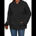 thumbnail image 1 of Sudadera Informal con Capucha de Jacquard Texturizado para Mujer, Sudadera Holgada de Larga de Color Liso Y2K con Bolsillos. Negro L, 1 of 10