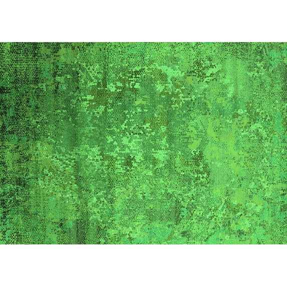 Ahgly Company Indoor Rectangle Oriental Green Industrial Area Rugs, 4' x 6'
