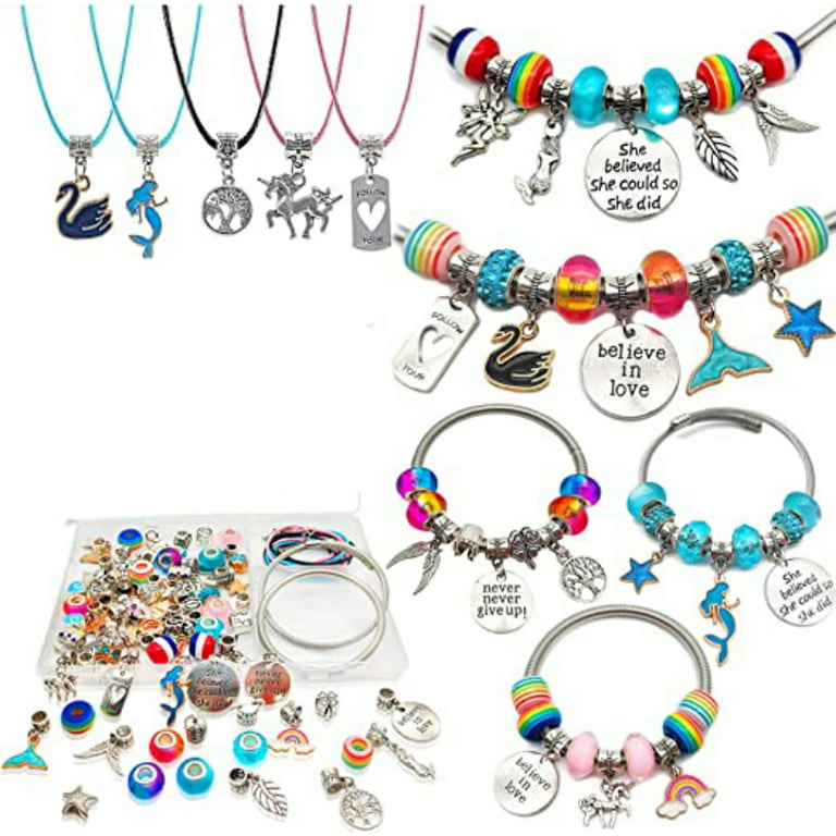 Charm Bracelet Making Kit, Jewelry Making Supplies Beads, Unicorn