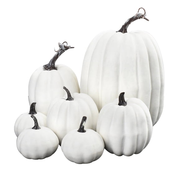 7Pcs Mini Artificial Pumpkins, Fall Harvest Simulation Pumpkins Decor Fake Fruit Home Decor for Halloween Thanksgiving Party Decorations