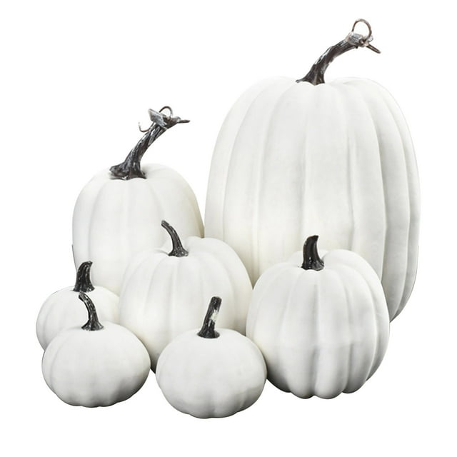 Diconna 7Pcs Halloween Simulation Citrouille, Modèle Artisanat Artificiel Automne Récolte Décoration