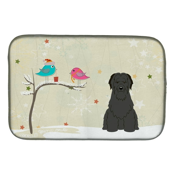 Christmas Presents between Friends Briard Black Dish Drying Mat