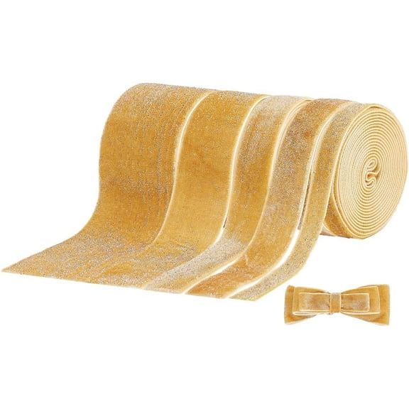 10 Yards 5 Styles Velvet Ribbon Gold Flat Velvet Ribbon for Wedding Decorations Gift Decoration Ribbon Craft Making 3/8 Inch 5/8 Inch 3/4 Inch