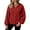 Red, variant on Women's Hooded Snap-Front Pullover, Long Sleeve Warm Sweatshirt, Solid Color Winter Casual Top(Red/S)