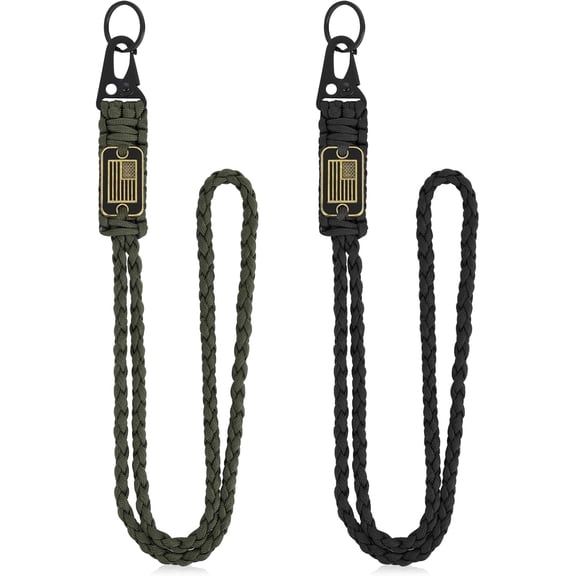 Millasky Durable USA Flag Key Ring Keychain, Black, 2 Pack