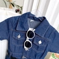 thumbnail image 4 of LYMAYTER Girls Short Sleeve Denim Dress Teen Button Down Casual Jean Shirt Dresses 2-8Y, 4 of 8
