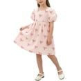 thumbnail image 4 of HAOTAGS Dreses for Girls,Comfort Tank Summer Park Play Shift Short Sleeve Dress Pink 6-7, 4 of 9