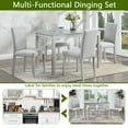 thumbnail image 3 of 5 Piece Wooden Dining Table Set with 4 Upholstered Chairs, Modern Rectangular Design Featuring Crystal Accents, Silver Grey Finish for Home Dining, 3 of 9