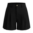 thumbnail image 6 of RYRJJ Womens Cotton Linen Shorts Dressy Casual Summer High Waist Zipper Button Shorts Pleated Beach Vacation Shorts with Pockets(Black,M), 6 of 6