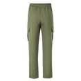 thumbnail image 4 of YHAJDS Men Vintage Cargo Pants Solid Color Drawstring Pocket Casual Comfort Summer Bottoms, 4 of 5