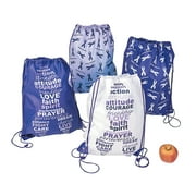Angle View: Purple Ribbon Drawstring Backpacks - Party Favors - 12 Pieces