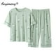 thumbnail image 3 of Conjunto de pijama hasta la pantorrilla para mujer, ropa de dormir de talla grande, Modal, con estampado a la moda, hasta la rodilla, de verano, 3 of 4