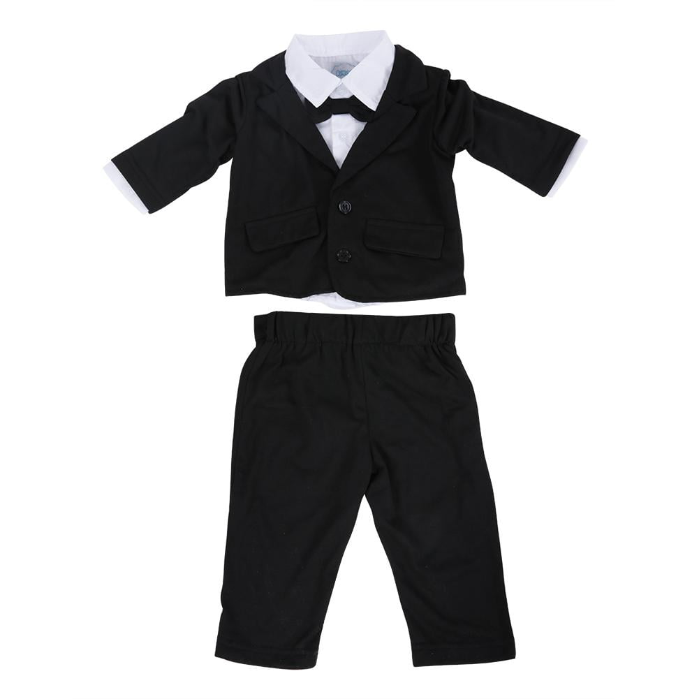 LYUMO 3 Piece Suit Infant Baby Boy Long Sleeve Gentleman Bow Tie Suit
