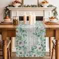 thumbnail image 2 of Table Runner 108 Inches Long for Kitchen Dining, Green Eucalyptus Leaves Dresser Scarf Farmhouse, Dining Table Decorations for Wedding/Parties, Daisy Floral Summer Botanical Wooden 13 x 108 In, 2 of 8