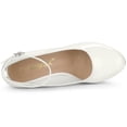 thumbnail image 4 of DARING DIVA Women's Platform Ankle Strap Chunky Heel Mary Janes Pumps White 10, 4 of 7
