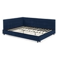 thumbnail image 6 of Queen Size Upholstered Tufted Bed Frame, Velvet Sofa Bed with Backrest & Armrests, Mid-Century Daybed for Bedroom or Living Room, No Box Spring Needed,Dark Blue, 6 of 9