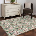 thumbnail image 4 of Vintage Flowers Area Rugs Collection 2.7'x5', Spring Pink Green Floral Country Leaves Birds Non Slip Indoor Rectangle Throw Runner Rug Floor Mat Carpet for Living Room Dining Table Bedroom Nursery, 4 of 9